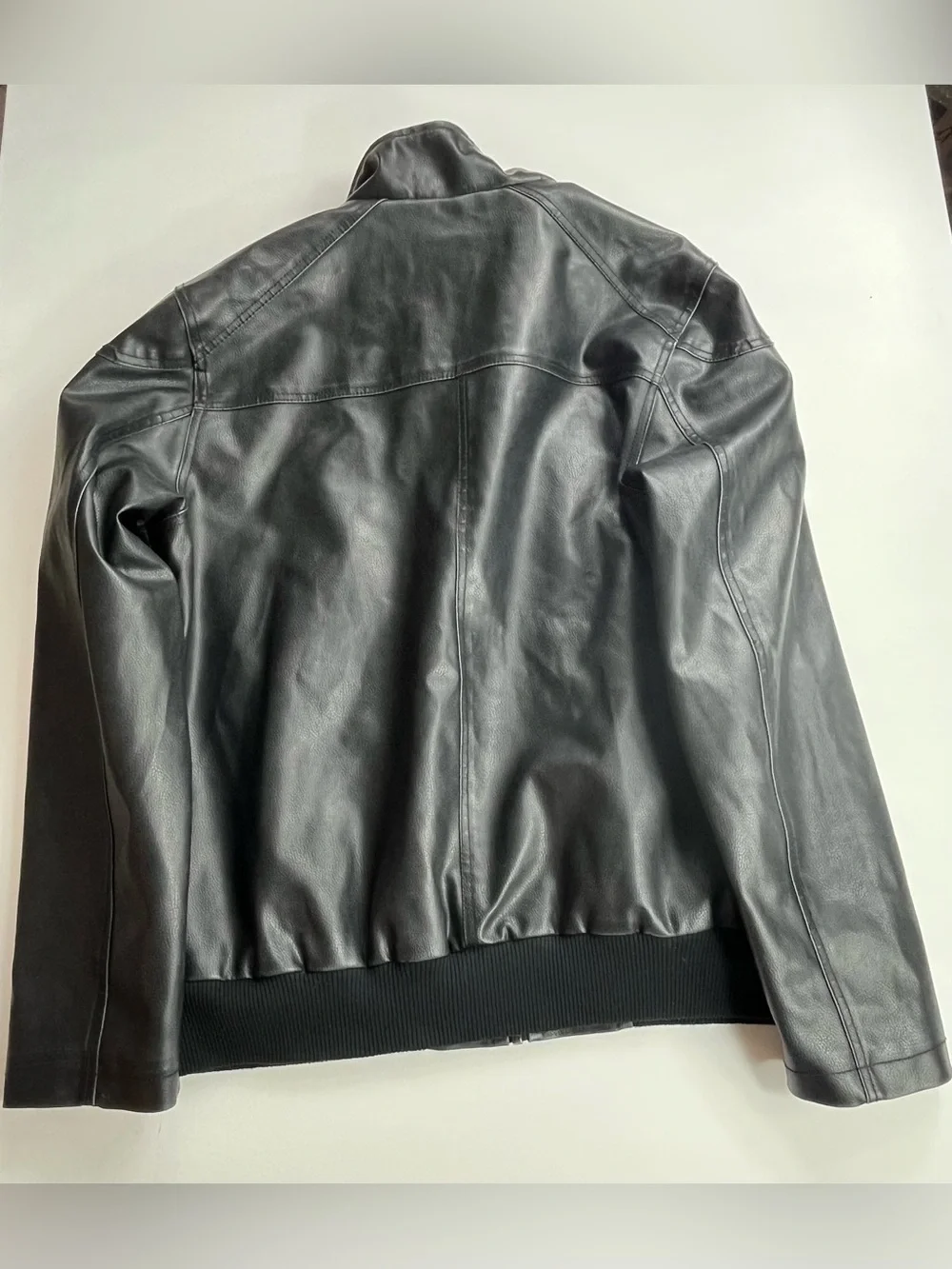 Vince Camuto Men’s Faux Leather Bomber Jacket Coat Black Multi Pockets SzXL